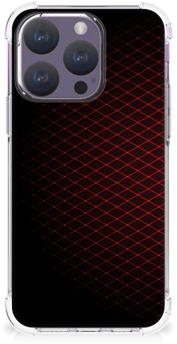iPhone 15 Pro Doorzichtige Silicone Hoesje Geruit Rood
