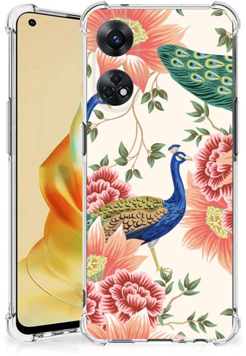 Case Anti-shock voor OPPO Reno8 T 4G Pink Peacock