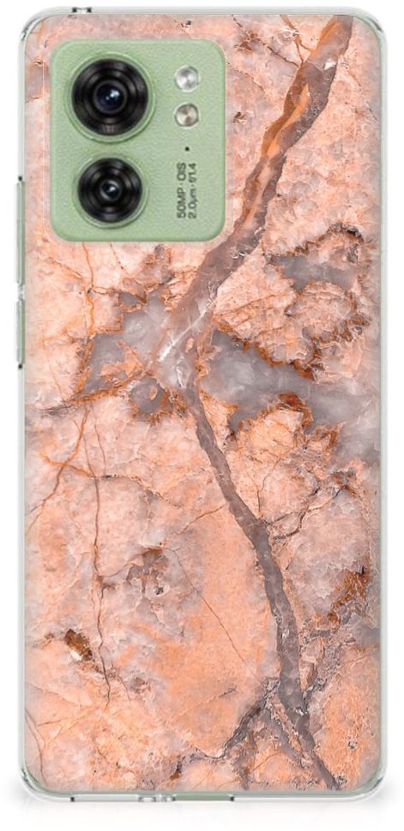 Motorola Edge 40 TPU Siliconen Hoesje Marmer Oranje