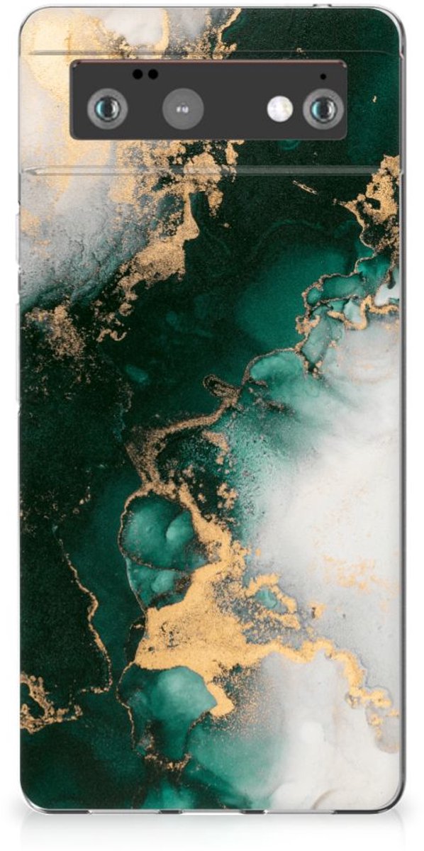 TPU Siliconen Hoesje voor Google Pixel 6 Marmer Groen