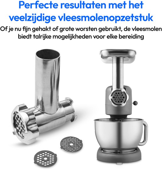 MEDION keukenmachine met vleesmolen (800 watt, gelijkstroommotor, roestvrijstalen kom van 4,6 liter, energiebesparend, zeer stil, digitaal sensor-touchdisplay, MD12600) Titanium van Medion — afbeelding 3