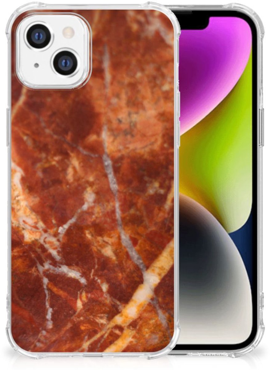 iPhone 14 Anti-Shock Hoesje Marmer Bruin