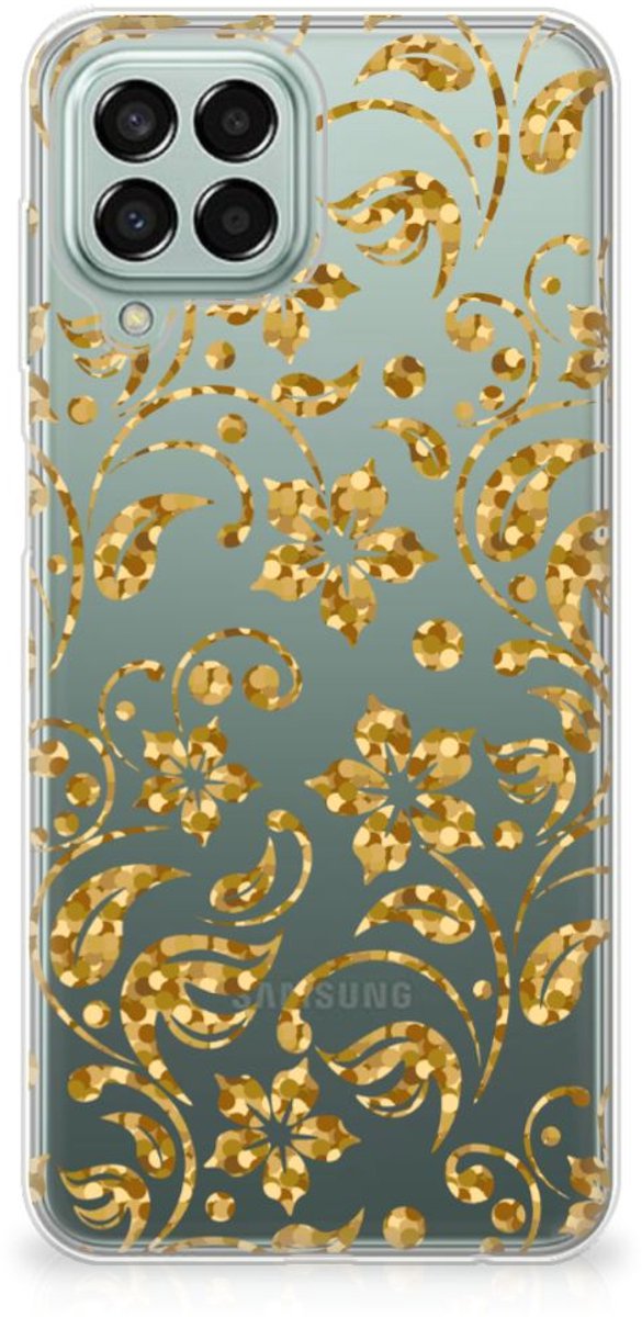 Samsung Galaxy M33 TPU Case Gouden Bloemen