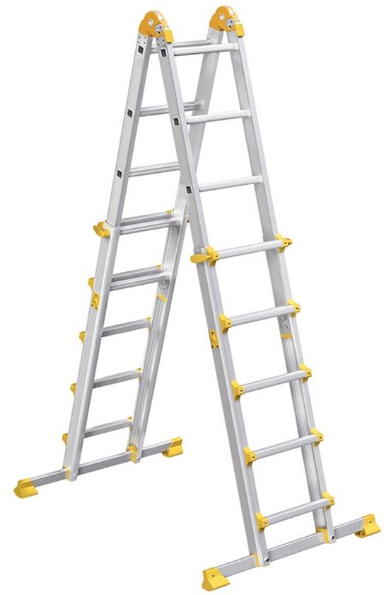HOMCOM trapladder aluminium ladder staande ladder opvouwbare trap
