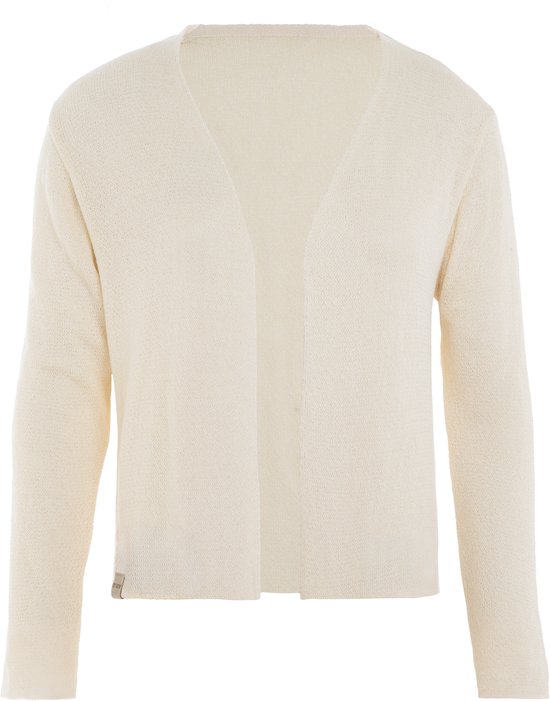 Gilet tricoté Ella Knit Factory - Gilet tricoté pour femme - Gilet d'été pour femme - Gilet court à hauteur de hanches - Gilet femme en 50 % coton et 50 % acrylique - Beige - 40/42