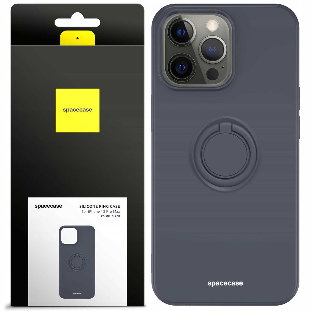 Spacecase Siliconen Ringcase Voor Iphone 13 Pro Max Zwart
