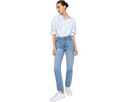 Trendyol Blauwe Rechte Jeans Met Hoge Taille Twoss22Je0653
