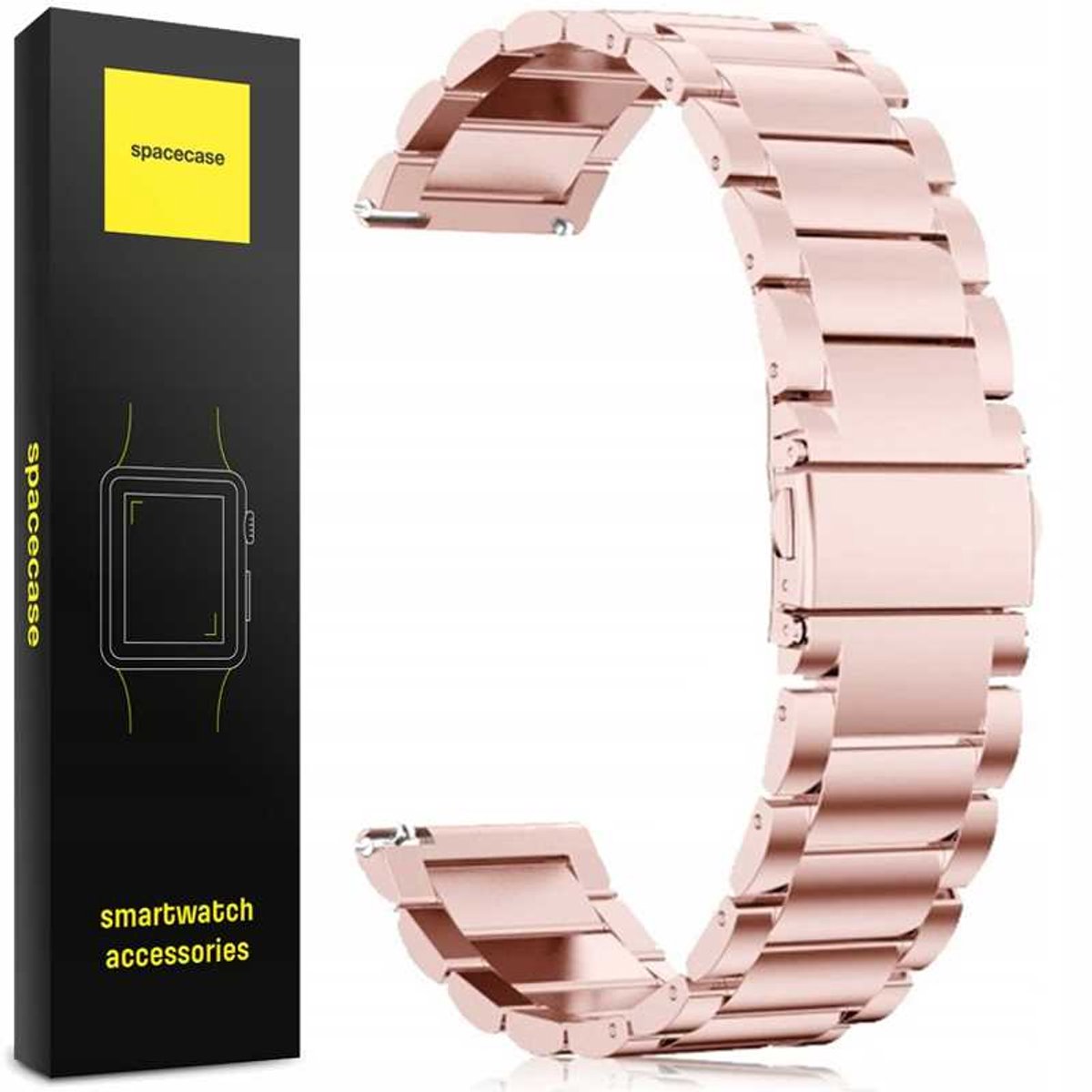 Spacecase Stalen Horlogeband 22Mm Roze Roestvrij Staal
