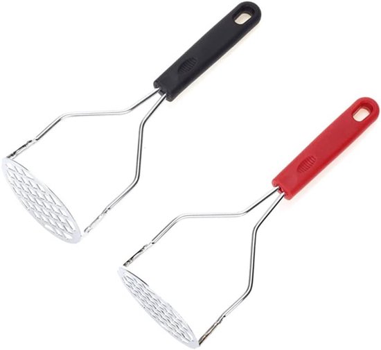 Roestvrijstalen aardappelstamper met brede en ergonomische horizontale handgreep voor gladde aardappelpuree, groenten en fruit Roestvrijstalen aardappelstamper met brede en ergonomische horizontale handgreep voor gladde aardappelpuree, groenten en fruit