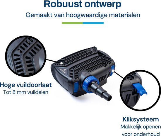 BluGarda BluFlow 2.800 - Vijverpomp voor vijver - Energiezuinige filterpomp, beeklooppomp, waterval pomp - 2.800 l/u - 10 watt