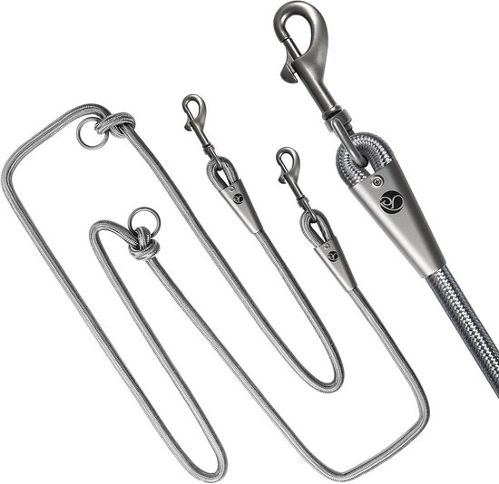 HUNTER Verstelbare hondenriem LEMVIG, kleur: zwart/steengrijs, leer, 3-voudig verstelbaar, belastbaar en duurzaam, comfortabel, elegant en trendy, Made in Germany, maat: 15/200