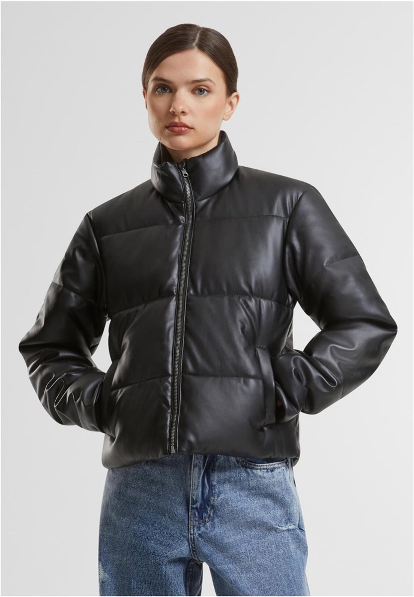 Urban Classics Synthetic Leather Gewatteerd jack 3XL Zwart