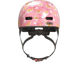 ABUS kinderhelm Skurb Kid - robuuste fietshelm in skaterlook met ruimte voor een vlecht en diverse designs - voor meisjes en jongens - roze met vossen, maat S