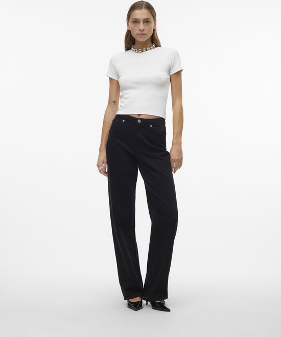 VERO MODA Damen T-Shirt – Long Top Mit überschnittenen Schultern, Aus Baumwolle, Bequemer Alltags-Schnitt