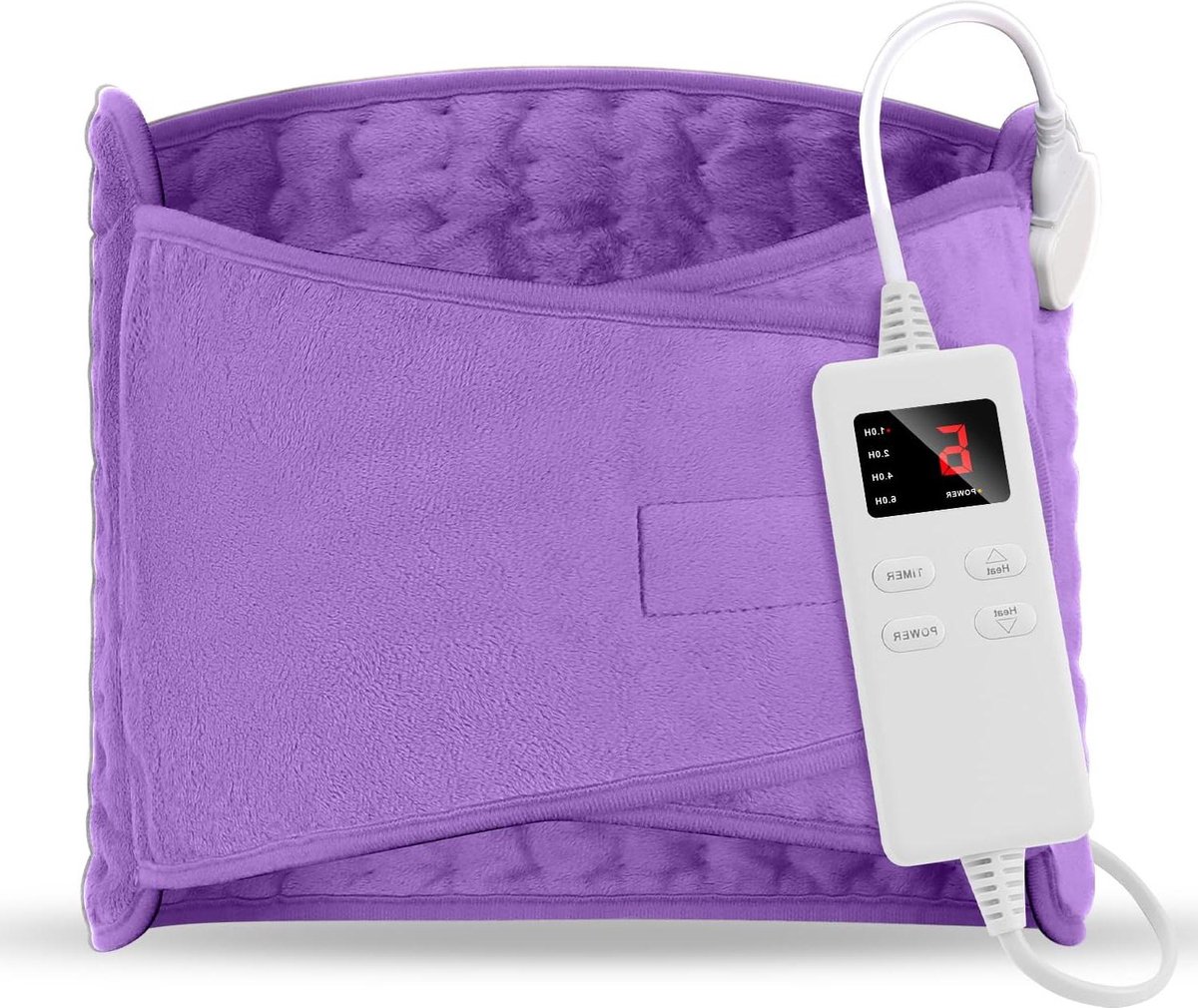 Elektrische warmtedeken - Verwarmingskussen 120 x 30 cm met automatische uitschakeling - Oververhittingsbeveiliging - 6 temperatuurniveaus - 4 timer-instellingen voor nek schouders rug