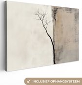 Peinture sur toile 120x80 cm - Décoration murale Wabi sabi - Plante - Beige - Décoration murale murale salon - Décoration chambre - Accessoires de chambre - Peintures sur toile