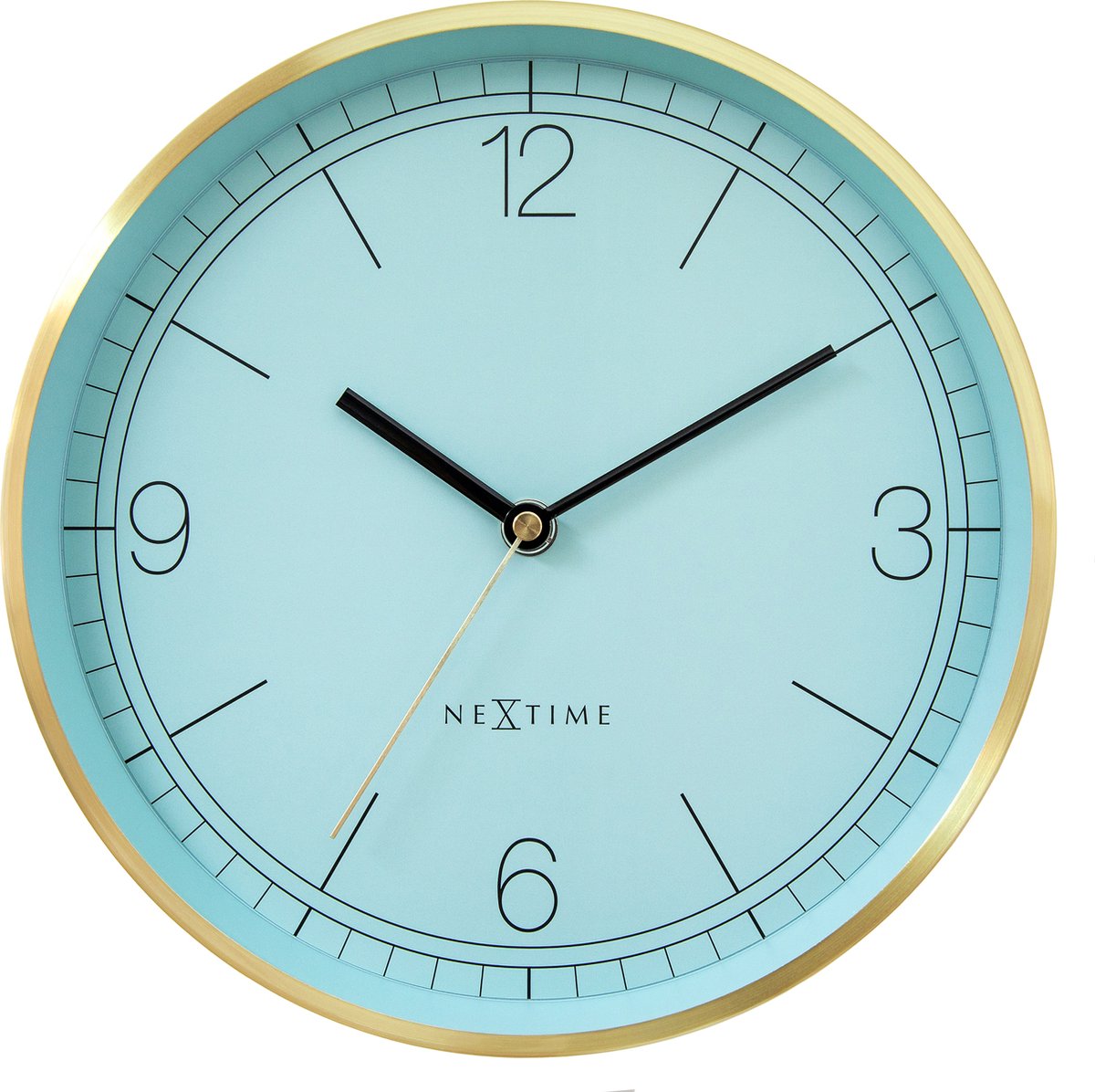 Wandklok 25cm - Stil - Goud/Turquoise - Metaal - NeXtime 'Bolero'