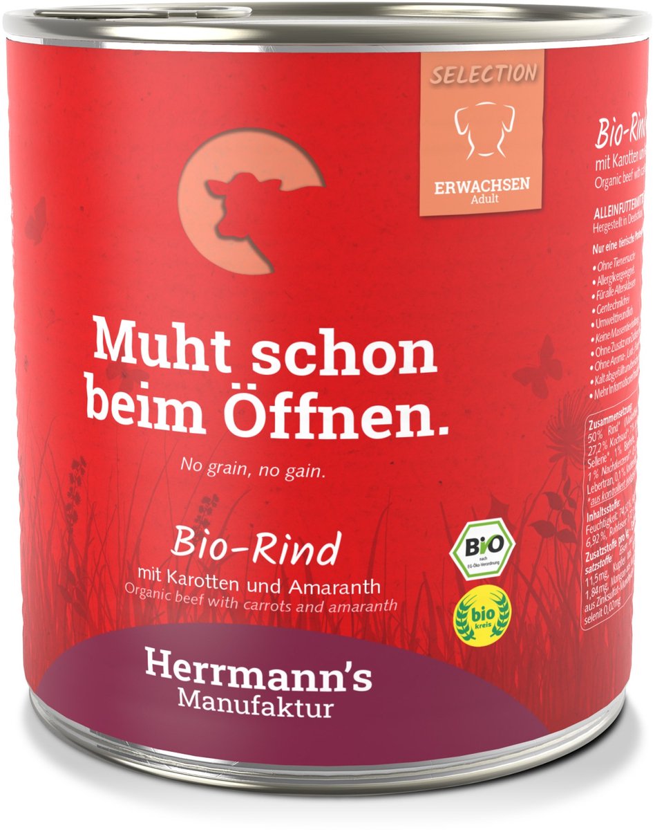 Herrmann’s Herrmann's Bio Adult Honden Blikvoeding - Rund met Wortel - 800 g