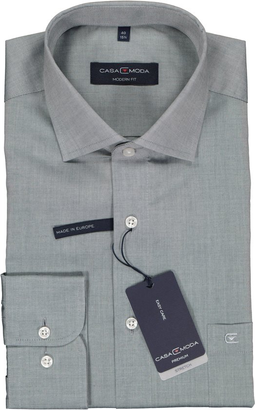 Casa Moda Chemise Unie Gris Argent Kent Coupe Moderne - 44
