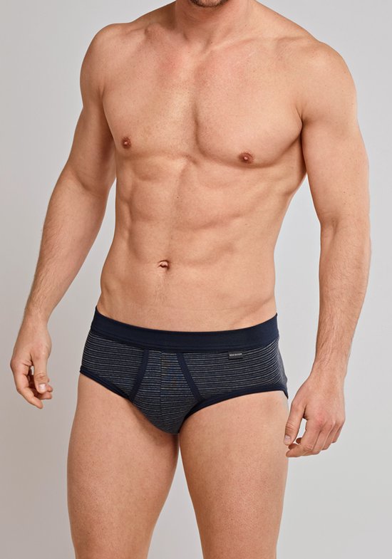Slip de sport SCHIESSER Original Classics (lot de 2) - Feinripp avec braguette - rayé bleu foncé - Taille: M