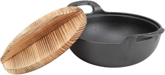 Valhal gietijzeren wokpan 36cm met twee handvatten - BBQ Village