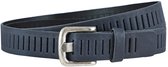 Landley Blauwe Leren Kinderriem Unisex - Geperforeerde Gleufjes Riem - Jongen / Meisje - Echt Leer - Breedte 3 cm - Blauw - Lengte totaal 90 cm / Riemmaat 75