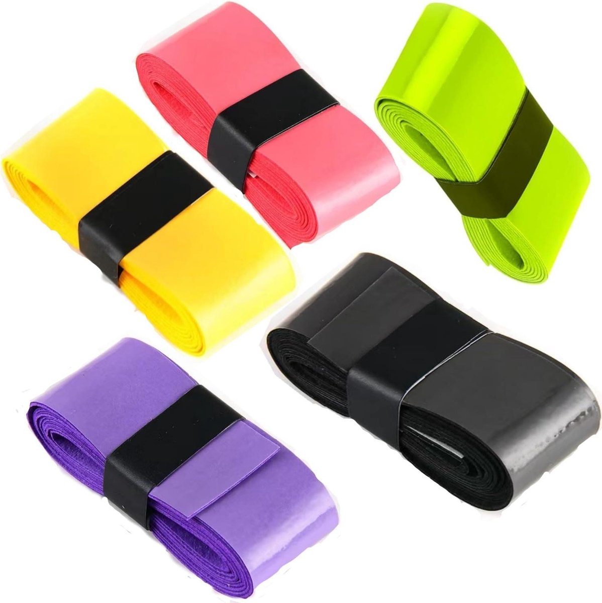 Image of 5 stuks zweetabsorberende rubberen gripband voor badminton- en tennisrackets