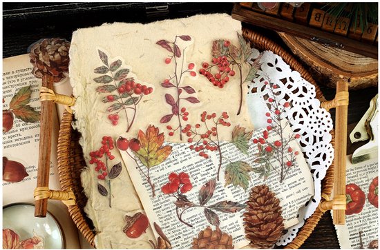 Set d'autocollants Deco - La Forêt - 40 pièces - Autocollant Forêt - Autocollants Bullet Journal - Autocollants Agenda - Autocollants - Botanique - Autocollants Scrapbook - Autocollants Ordinateur Portable - Autocollants Téléphone - Autocollants Bujo