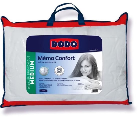 Oreiller Ergonomique DODO Memoforme Grand Luxe 60x60 Cm – Blanc – Fabriqué En France
