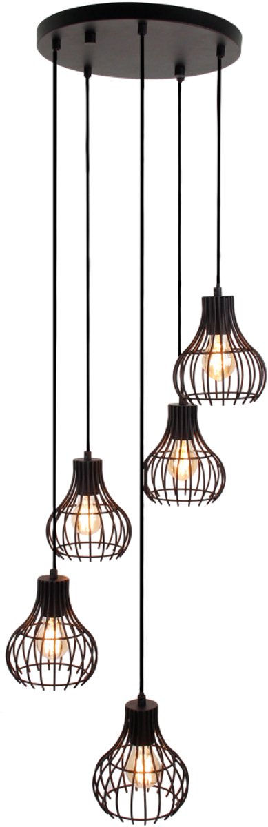 Chericoni Goccia hanglamp - 5 lichts - Zwart Metaal - E27