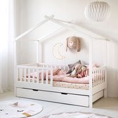Petite Amélie Bedhuisje 80 x 160 cm - Wit - Montessori Peuterbed voor uren Speelplezier - Huisbed van stevig (duurzaam) Grenenhout - Maison Collectie
