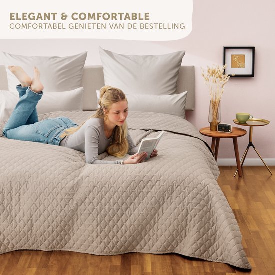 Couvre-lit Blumtal 170 x 210 cm - Certifié Oek-TEX - Pour lits 90 x 200 cm - Couvre-lit pour lit et canapé - Sable