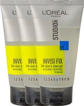 L Oréal Paris Studio Line Invisi Fix 24H Clear Clean Gel Strong - 3 x 150 ml - Pack économique