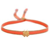 Bracelet tissé trèfle orange