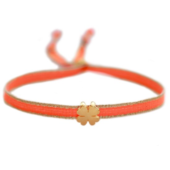 Bracelet tissé trèfle orange