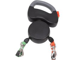 Dubbel uitschuifbare lijn voor twee honden - 3 meter lang - tot 50 lbs