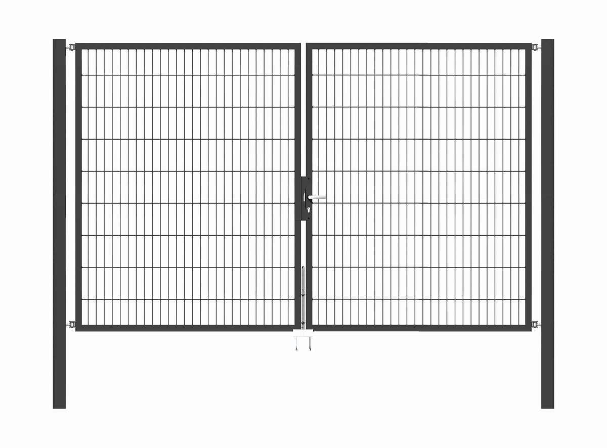 Alberts 650384 Dubbele poort Flexo met toebehoren, antraciet, breedte 300 cm, hoogte 180 cm