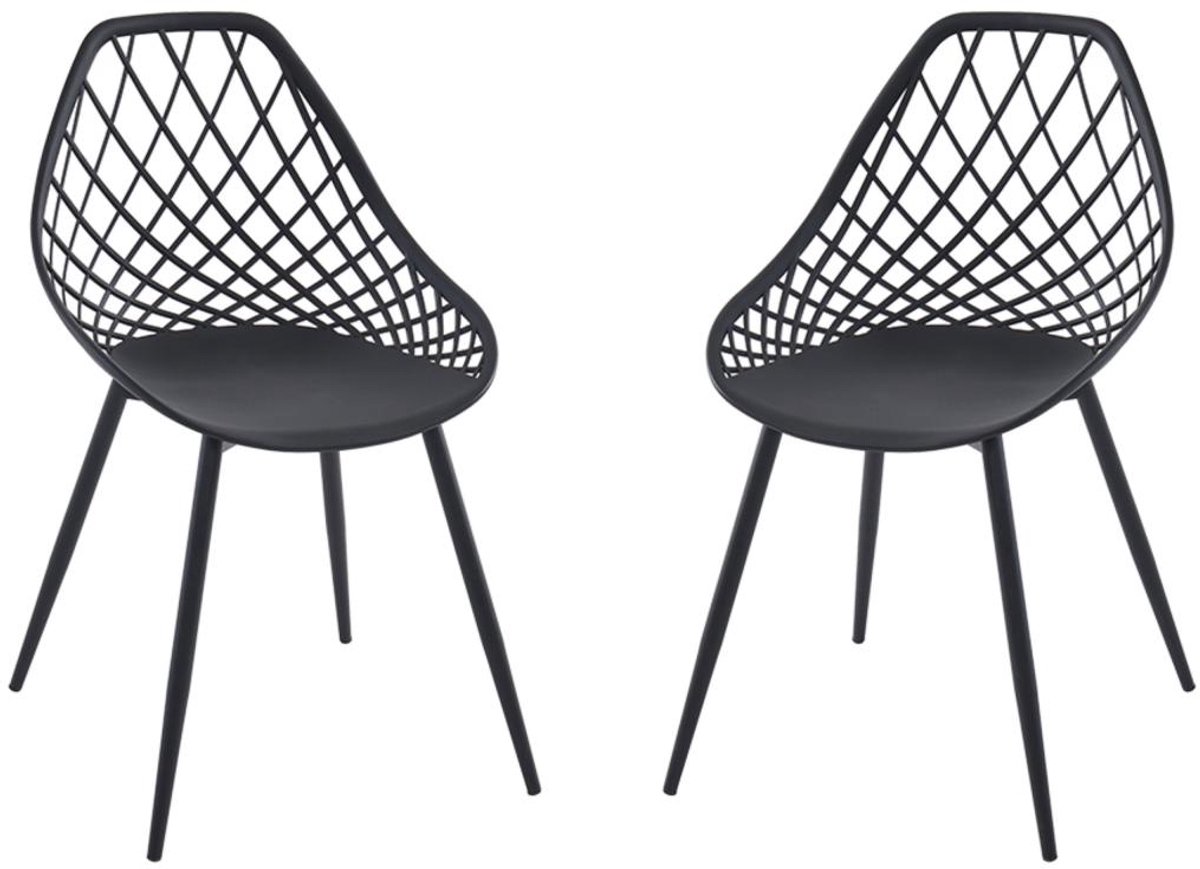 Vente-unique Set van 2 tuinstoelen van polypropyleen met metalen poten - Zwart - MALAGA L 54.5 cm x H 84 cm x D 49 cm