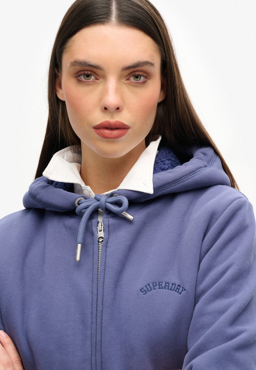 Superdry Hoodie met Borgvoering en Rits Dames Hoodies Marineblauw