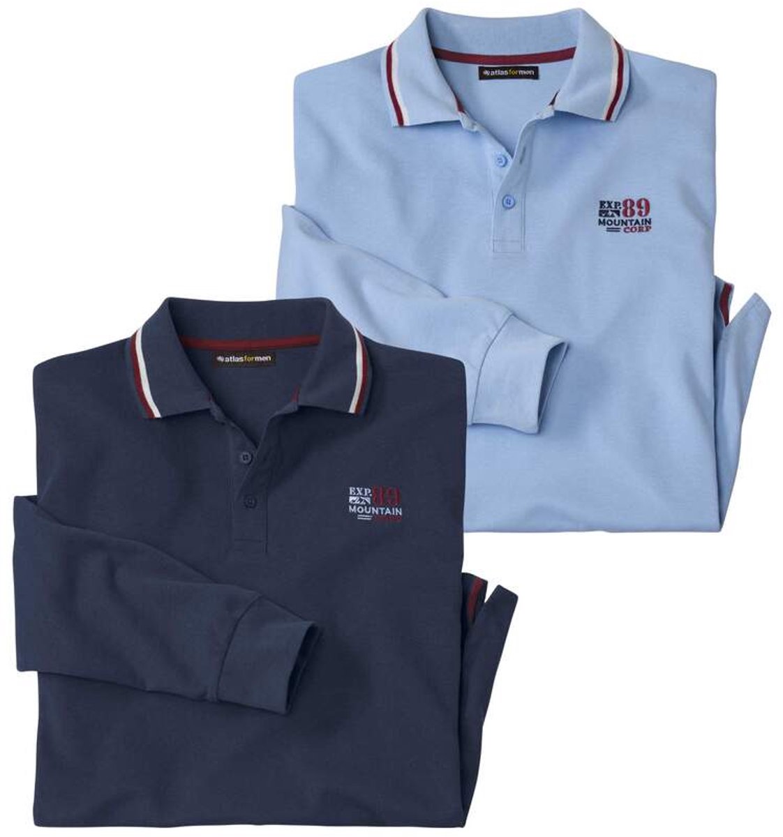 ATLAS FOR MEN - Set van 2 poloshirts Mountain - Heren - Verkrijgbaar in grote maten - M