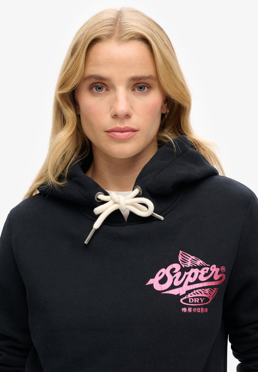 Superdry Athletic hoodie met metallic logo Dames Hoodies Zwart