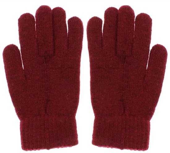 CHPN - Donkerrode Dames handschoenen - Wollen handschoenen - Warme handen - Handwarmers - Bordeaux - One size - Super zacht