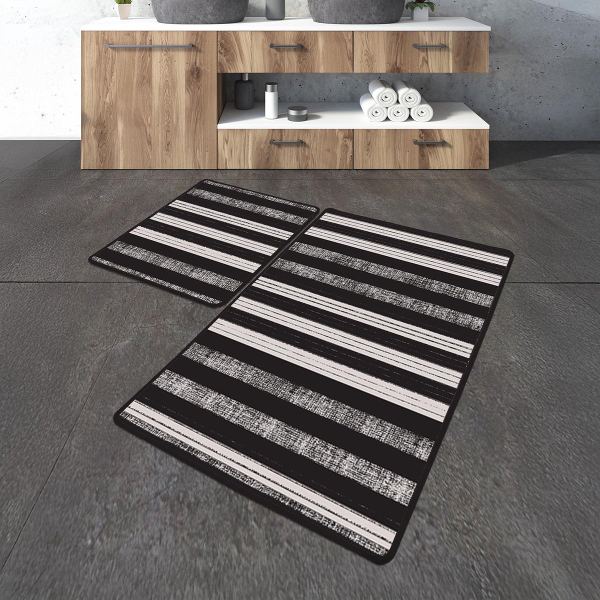 My Ninki ® Stijlvol en Modern 2-Delig Badkamerset met Antislipmat en Absorberende Functies