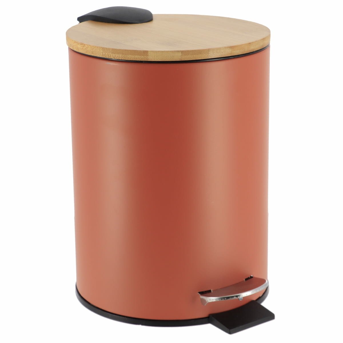 Tendance Badkamer prullenbak/afvalbak Bamboo vibe - soft close - terracotta - 3 liter - metaal