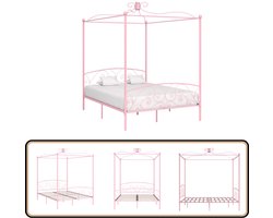 vidaXL Hemelbedframe - Roze - 180x200 cm - Metaal Hemelbed Frame - Metalen Bedframe - Rozenkleurig Bed - Slaapcomfort - Luxe Bed