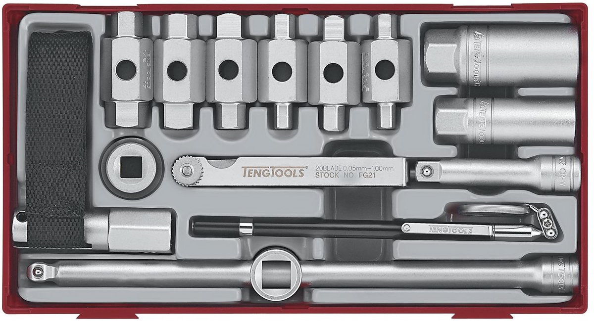 Olie service set TT1 tray 3/8 5- 19mm 16 delig Teng Tools TTOS16