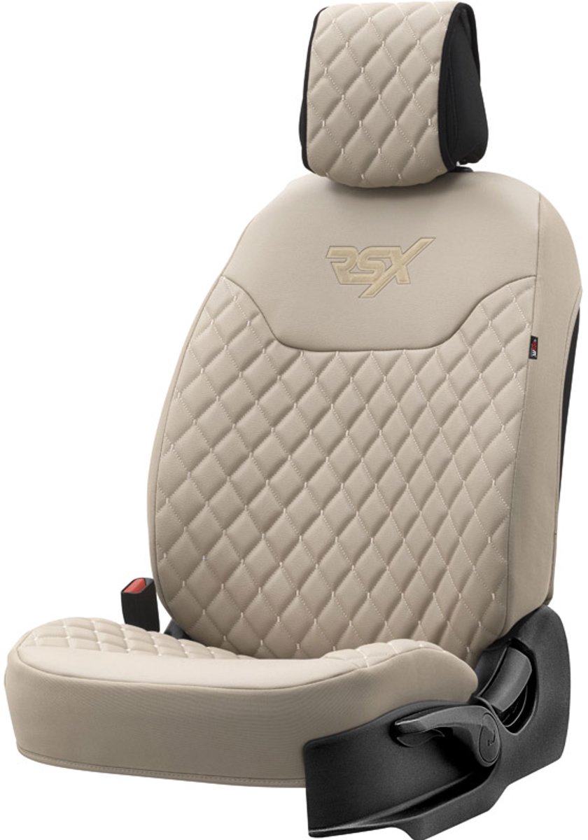 Stoelbeschermer RSX Diamond beige met beige stiksel (eenvoudige montage) - kunstleer
