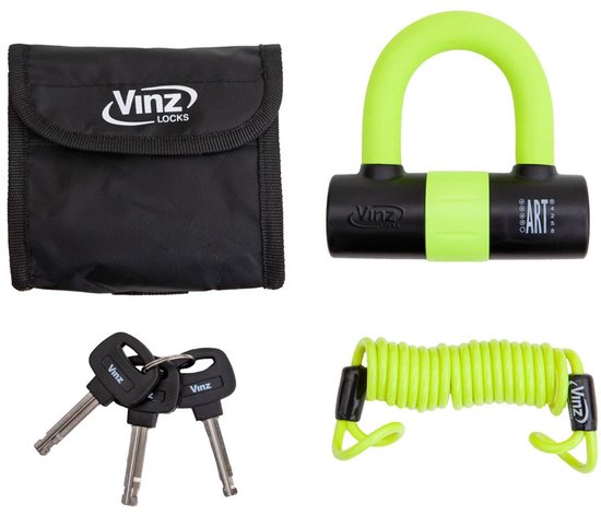 VINZ Dinara ART 4 Gekeurd Schijfremslot / Motorslot | Goedgekeurd voor de verzekering | 3 sleutels | Lichtgewicht Remschijf Slot 690 gram | Geel