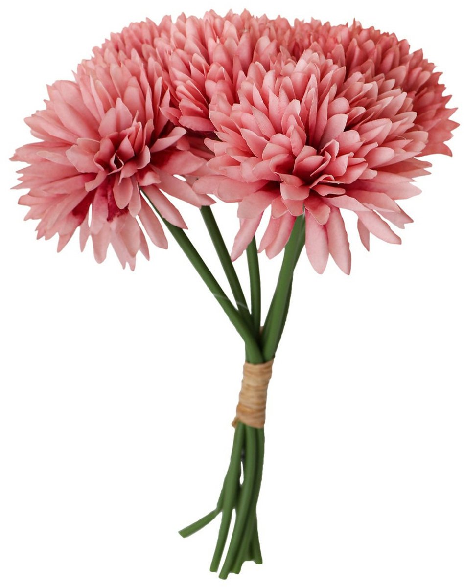 Chaks Kunstbloemen boeket dahlia - roze - 26 cm - bloemstuk - onderhoudsvrij