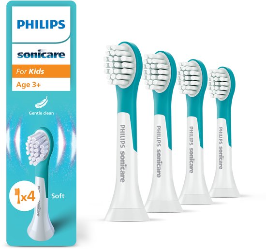 Philips Sonicare For Kids – Opzetborstels voor Elektrische Kindertandenborstel 3-7 jaar – Kind - Wit – Verpakking van 4 - HX6034/90